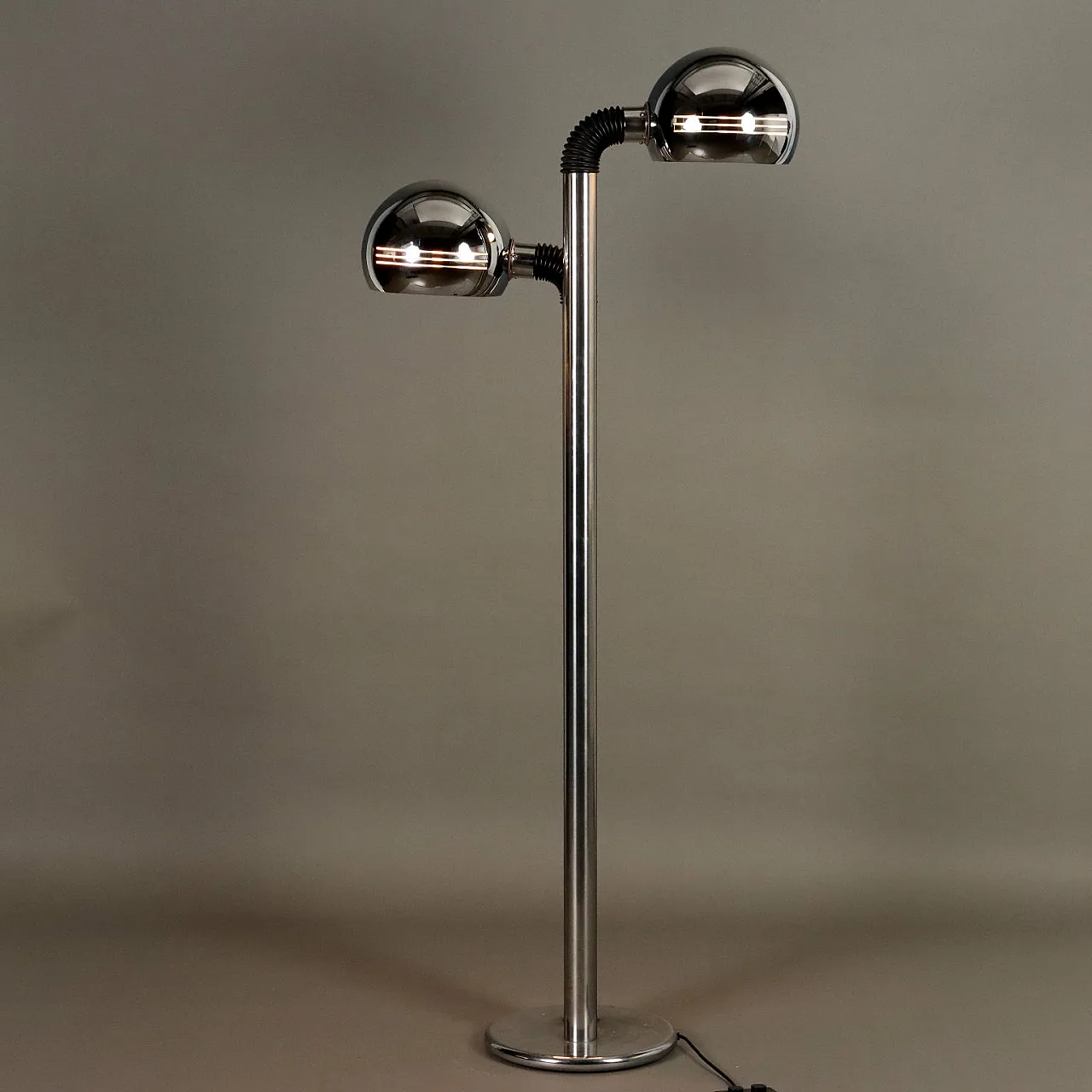 Lampada da Terra Space Age a due luci cromate, anni '70 1