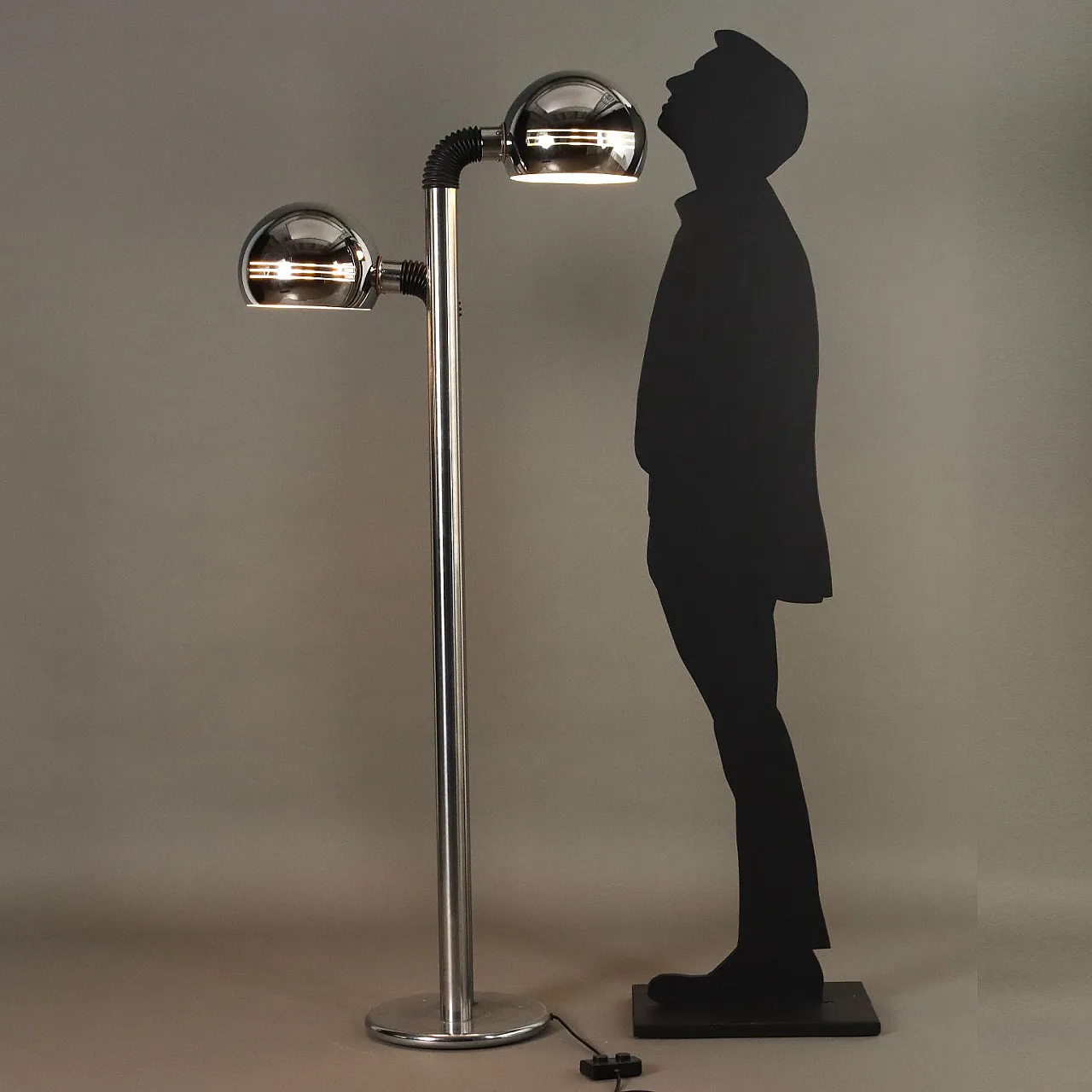 Lampada da Terra Space Age a due luci cromate, anni '70 2