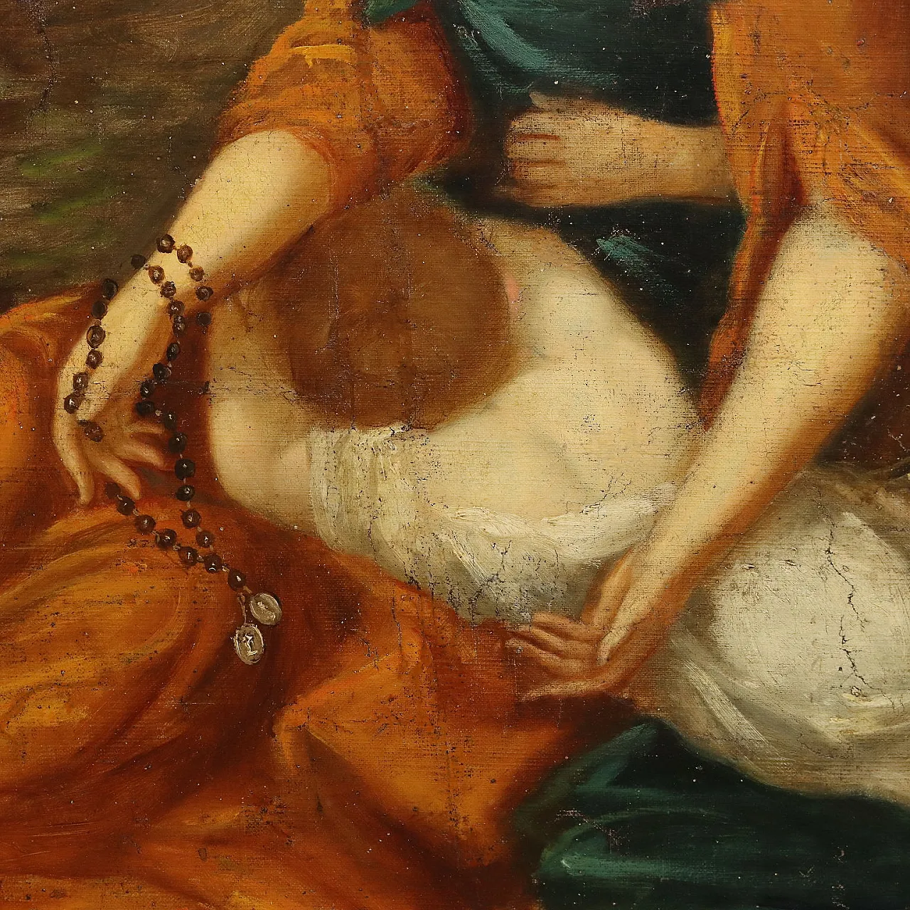 Figures in prayer, oil painting on canvas, 19th century 4