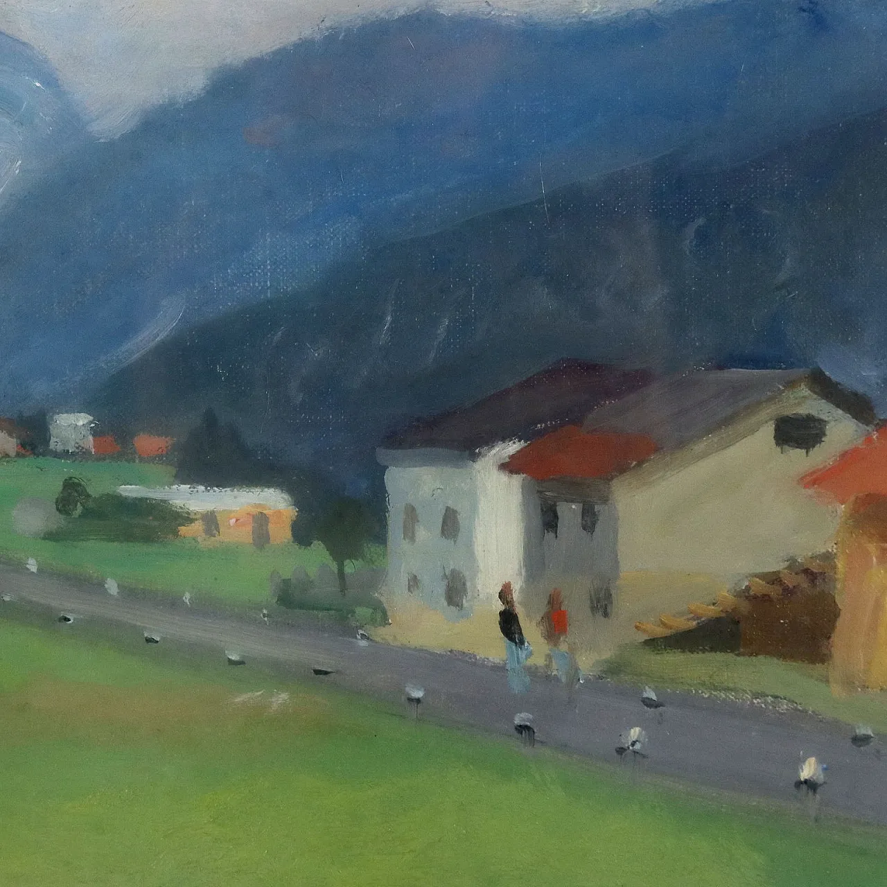 Pittura moderna di Ugo Vittore Bartolini, olio su tela, anni '50 5
