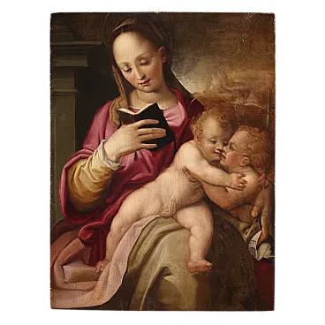 Painted on the table Madonna and Child and San Giovannino, 16th c.