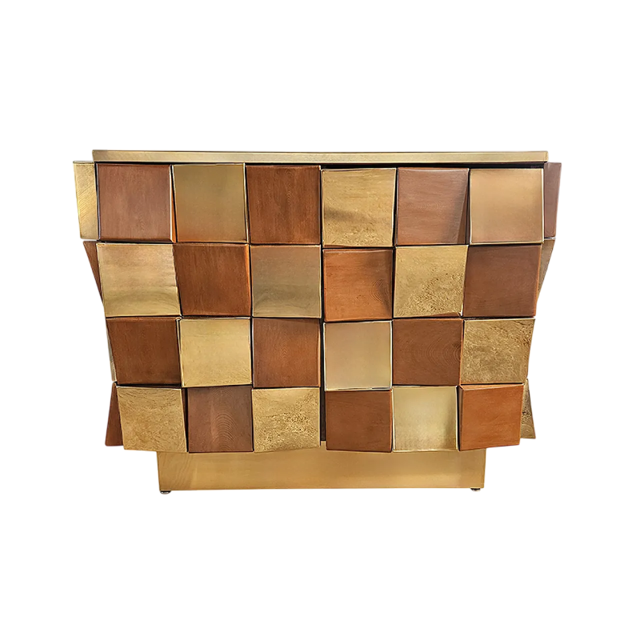 Credenza due ante in ottone e legno, anni '90 9