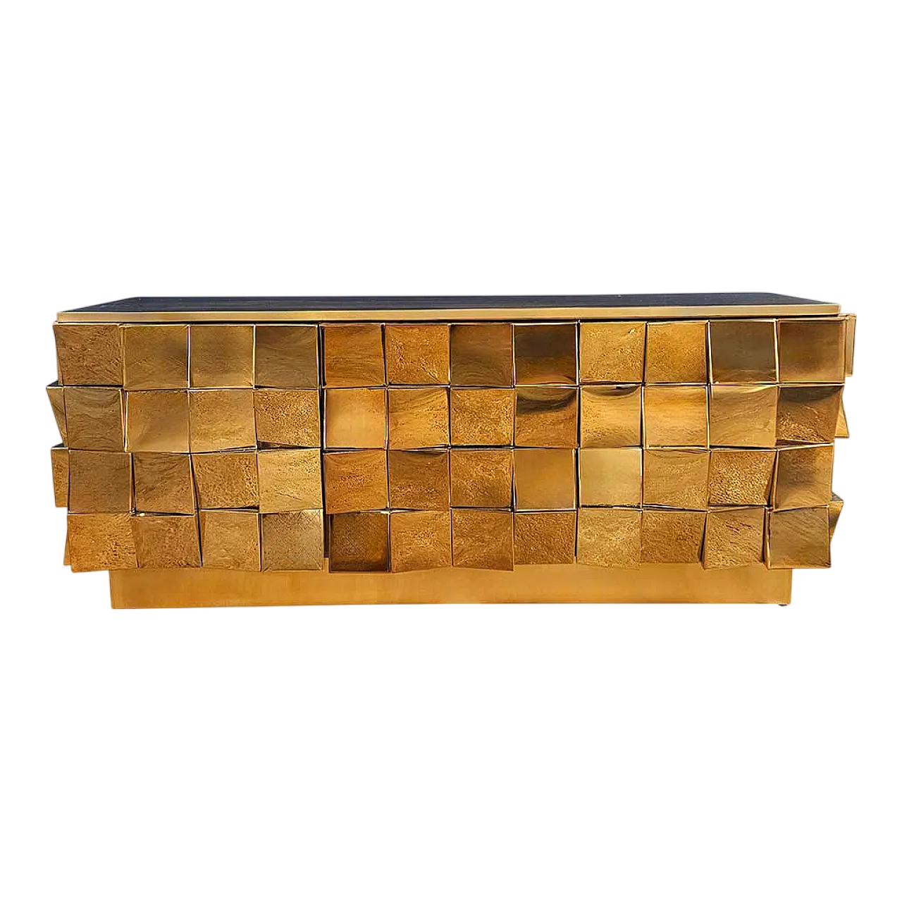 Credenza a due ante e due cassetti in ottone, anni '90 13