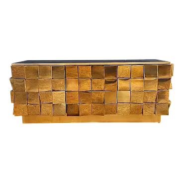 Credenza a due ante e due cassetti in ottone, anni '90