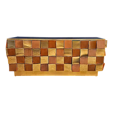 Credenza in ottone e legno