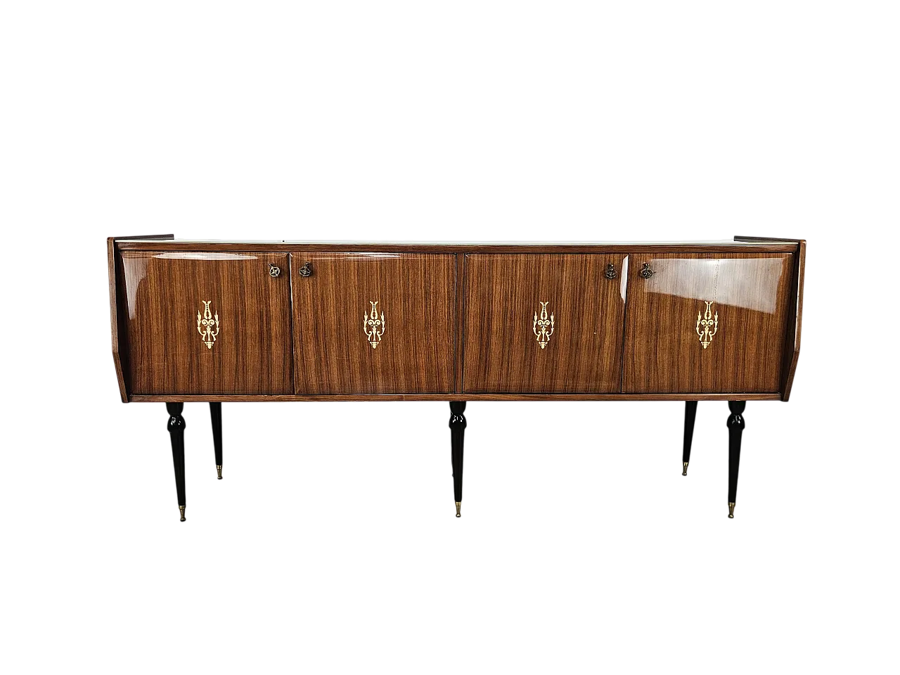 Mahogany sideboard with glass top, 60s 20