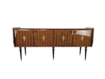 Sideboard in mogano anni '60 con piano in vetro