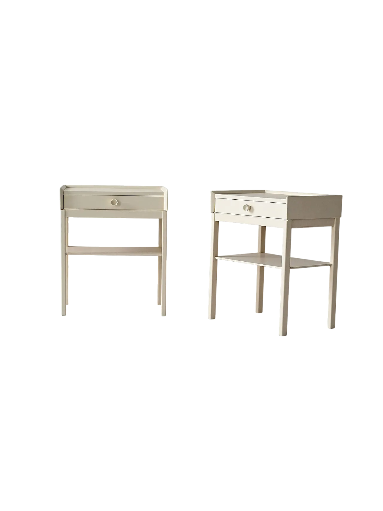 Scandinavian bedside tables white lacquers, 60s 10