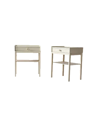 Scandinavian bedside tables white lacquers, 60s