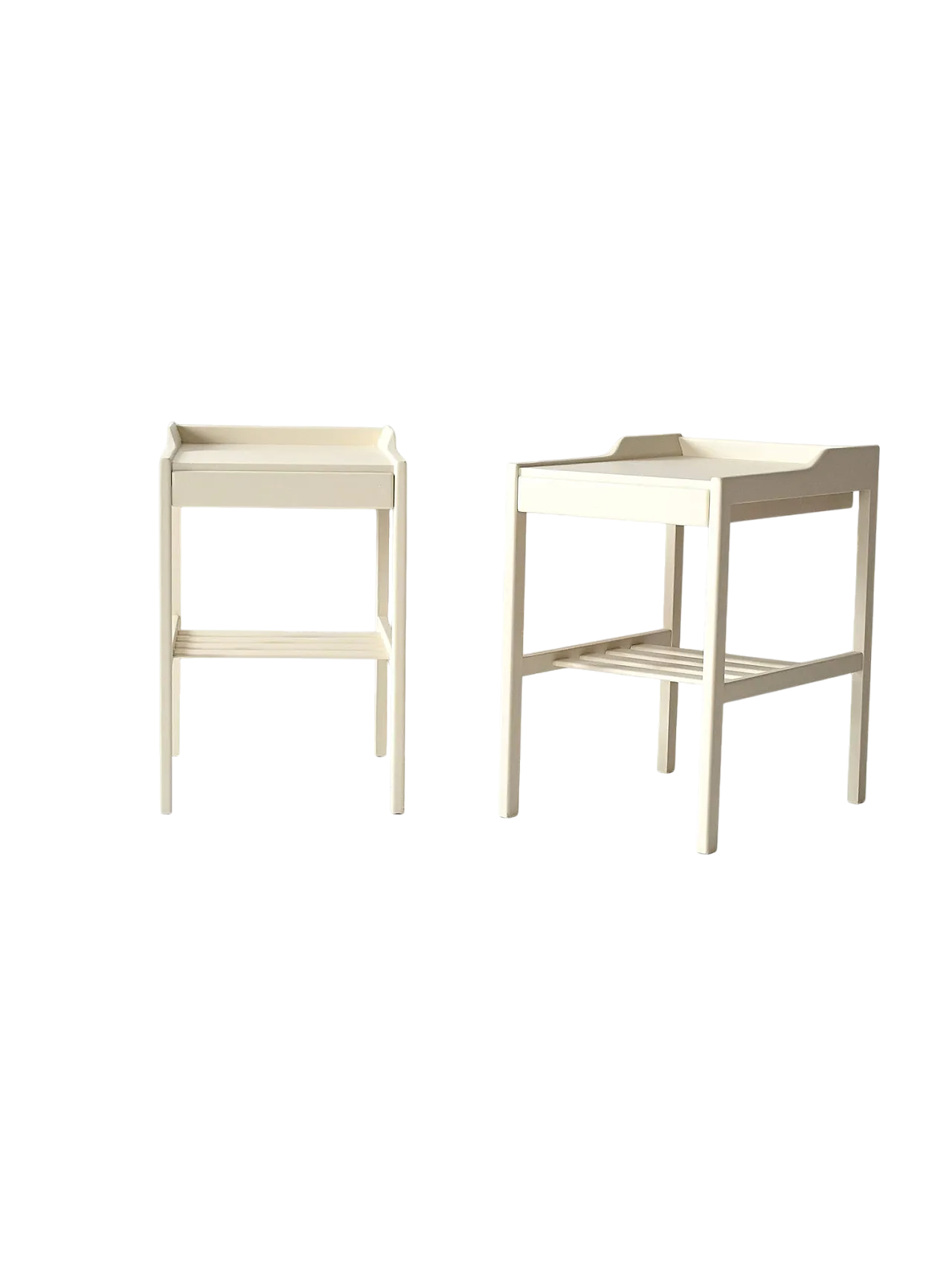 Pair of Scandinavian white bedside tables, 1950s 10