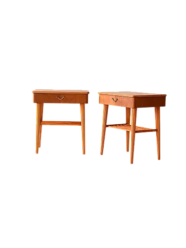 Pair od Danish bedside tables in mahogany and birch, 50s
