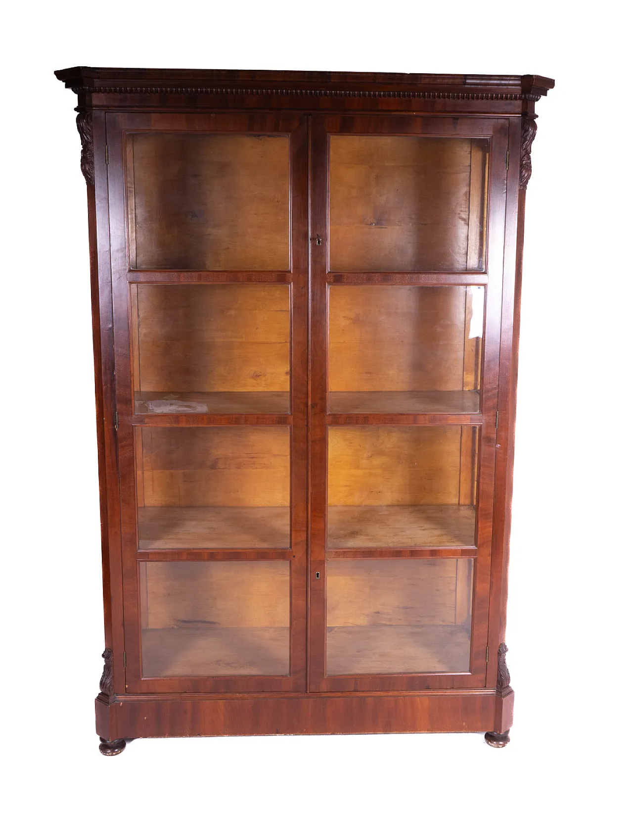 Vetrina in legno con ante e laterali in vetro, '800 1