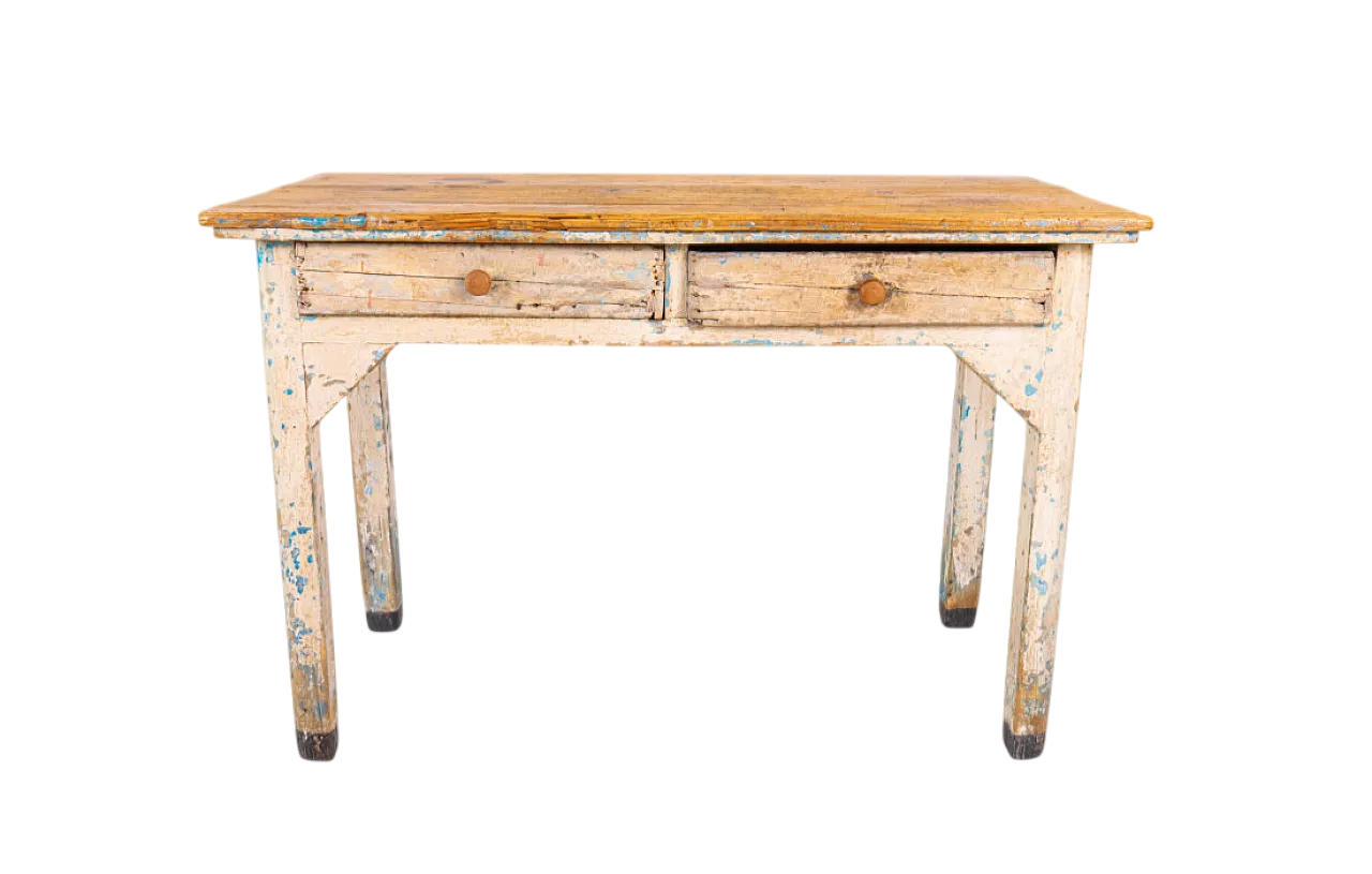 Tavolo da lavoro in legno con cassetti, '900 12