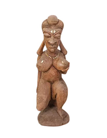 Scultura etnica in legno intagliato, '900