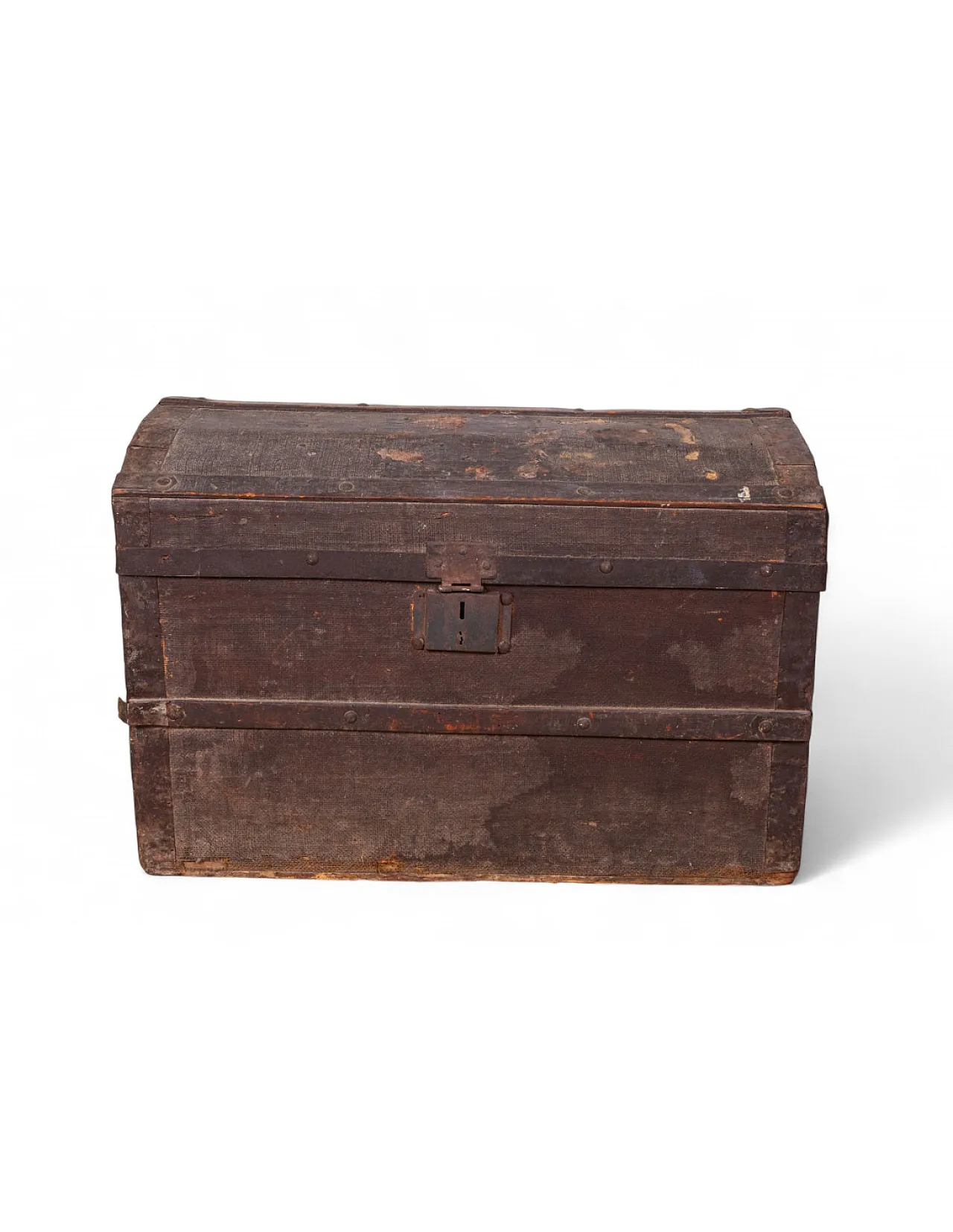 Baule da viaggio in tela cerata e metallo, primo '900 1