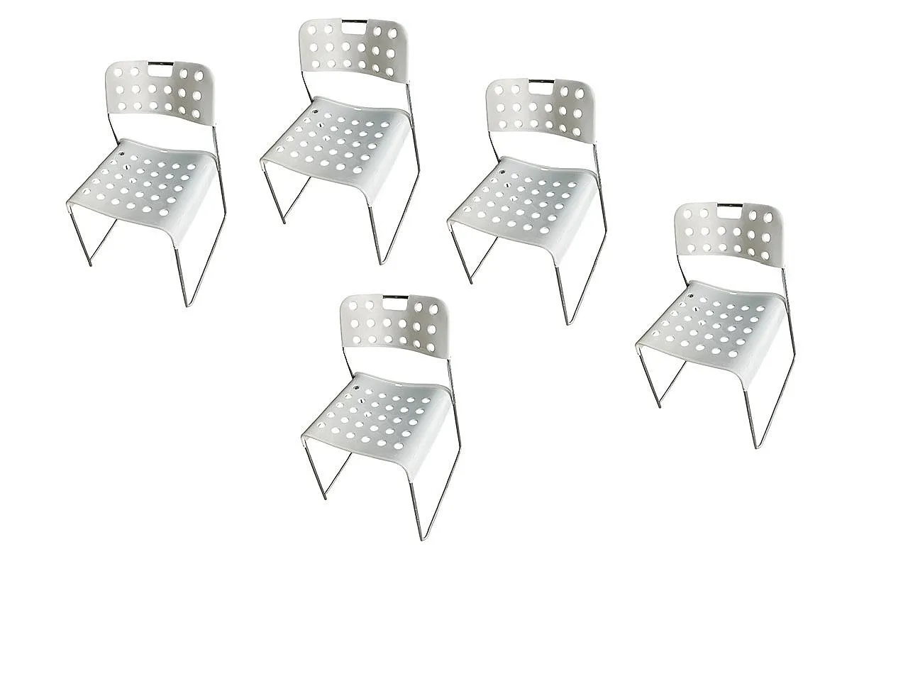 White Metal Omkstak Chairs from Bieffeplast, 1970s, Set of 5 1