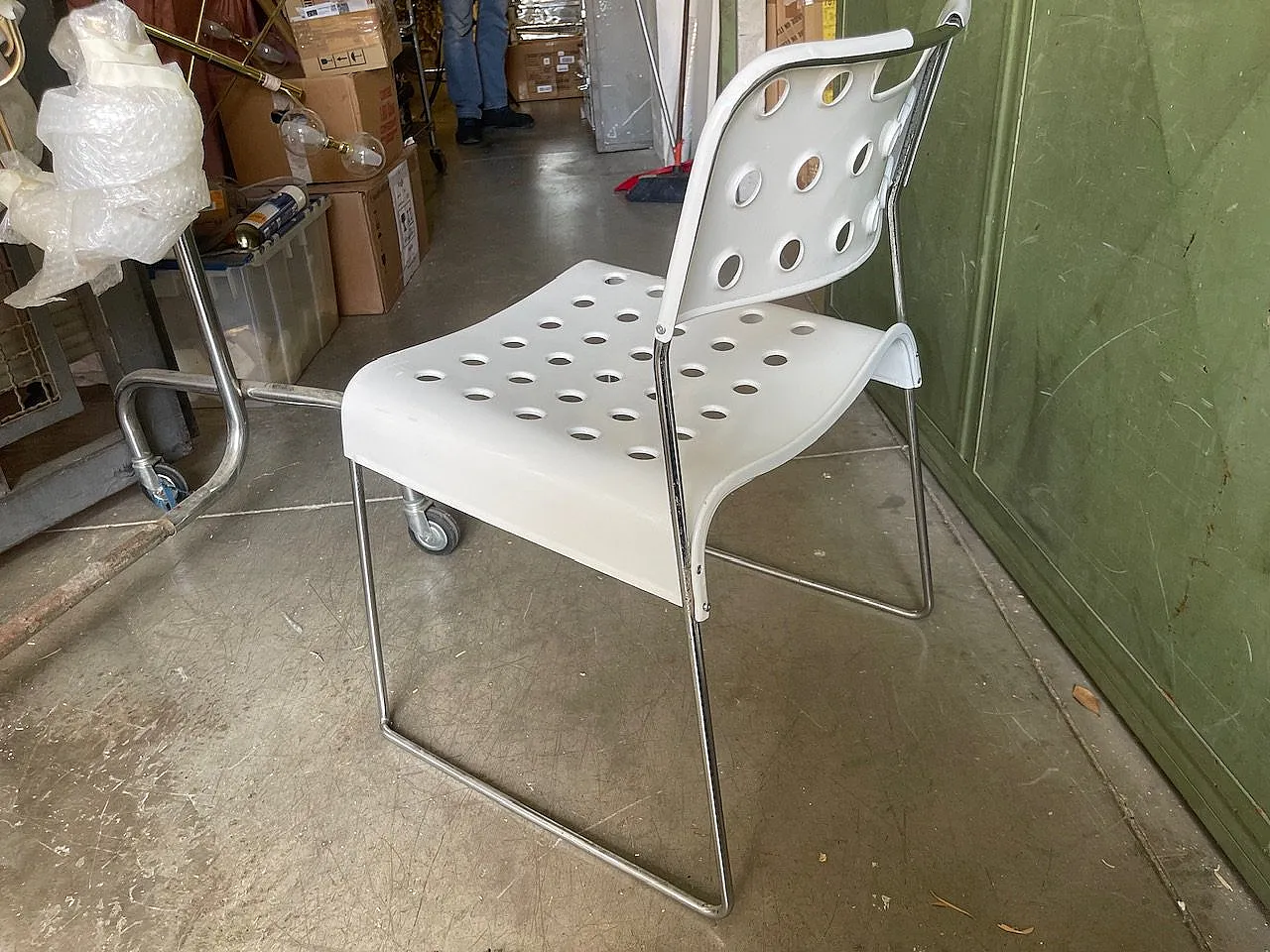 White Metal Omkstak Chairs from Bieffeplast, 1970s, Set of 5 7