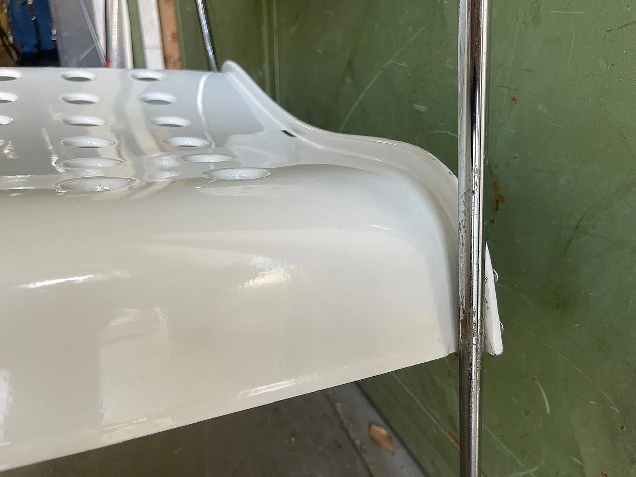 White Metal Omkstak Chairs from Bieffeplast, 1970s, Set of 5 8