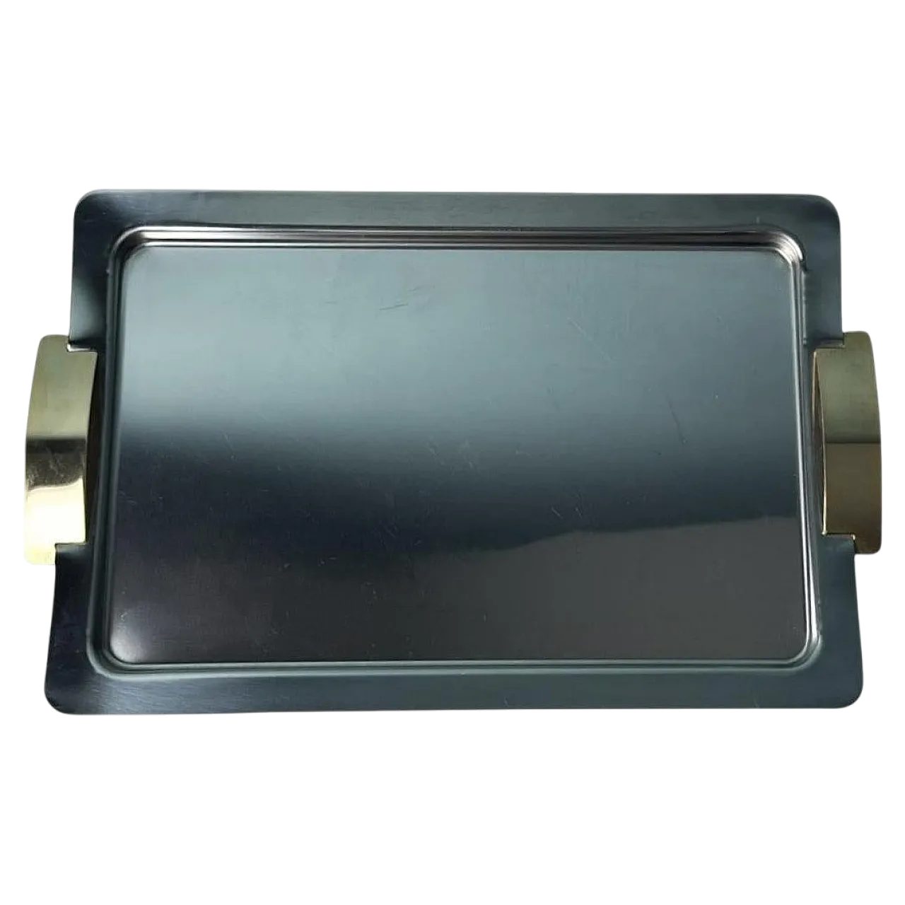 Vassoio in acciaio inox e ottone lucidato di Giugiaro, anni '70 21