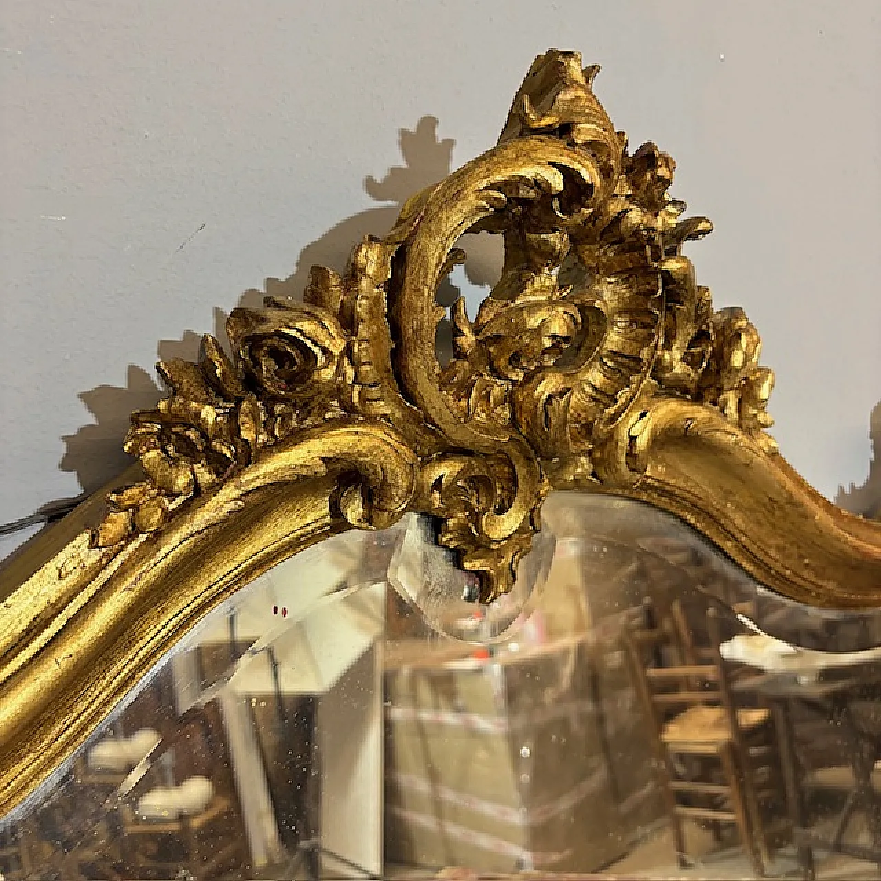 Specchiera Luigi XVI Francia dorata specchio molato, primi '900 3