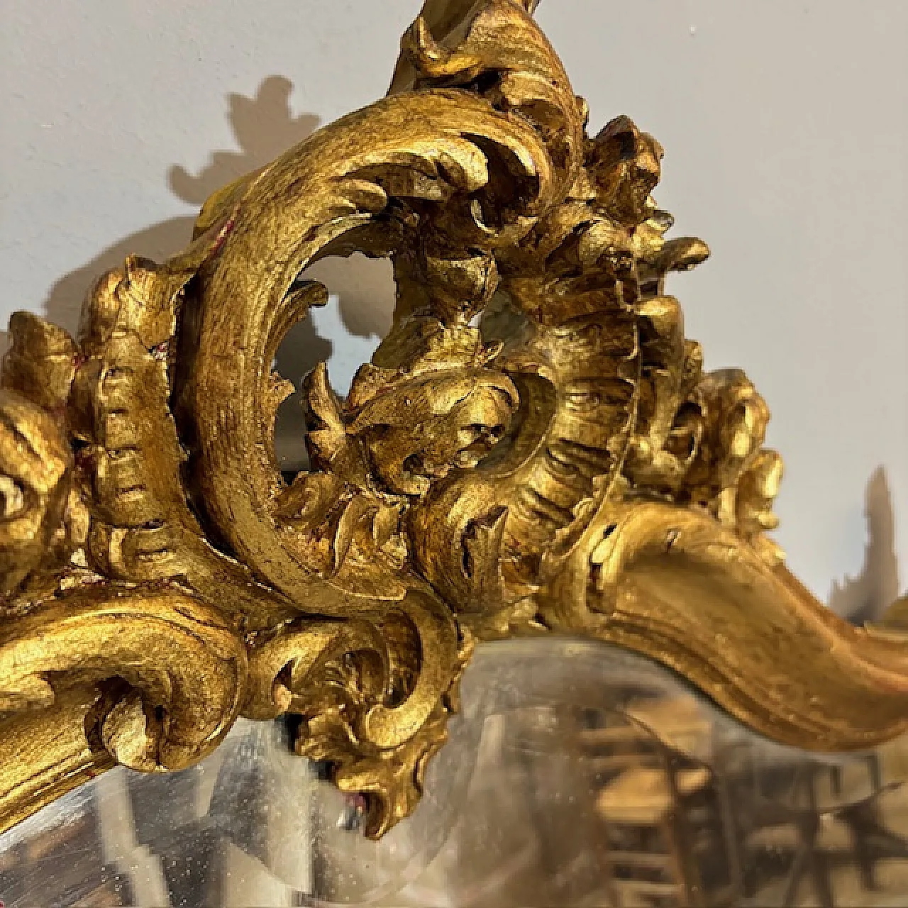 Specchiera Luigi XVI Francia dorata specchio molato, primi '900 4