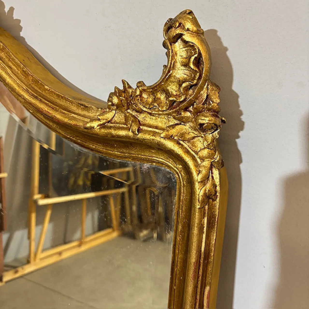 Specchiera Luigi XVI Francia dorata specchio molato, primi '900 5