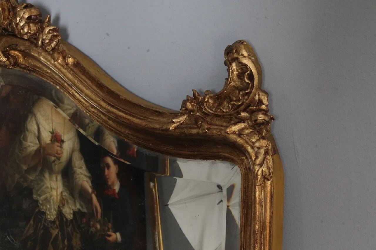 Specchiera Luigi XVI Francia dorata specchio molato, primi '900 8