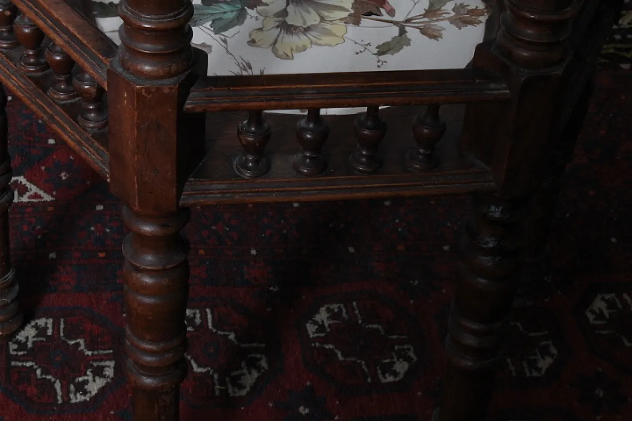 Liberty hexagonal table with painted ceramic plans, 30s 3