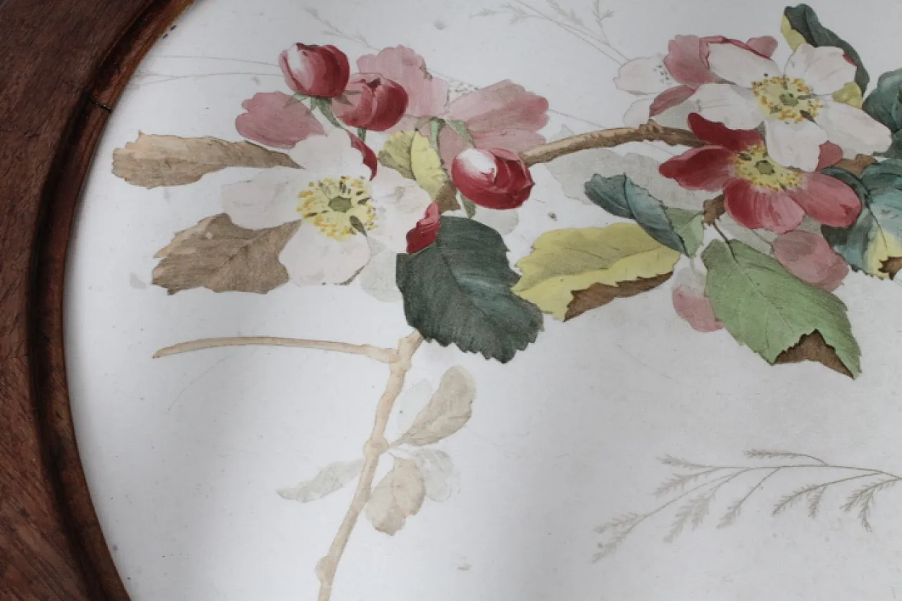 Liberty hexagonal table with painted ceramic plans, 30s 6