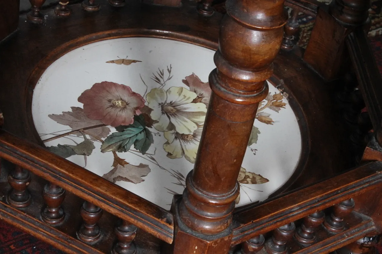 Liberty hexagonal table with painted ceramic plans, 30s 9