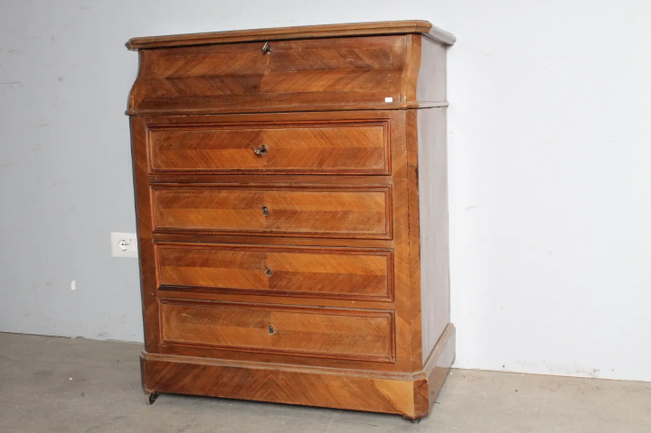 Cassettiera Toilette Francia quattro cassetti in noce,  fine '800 1