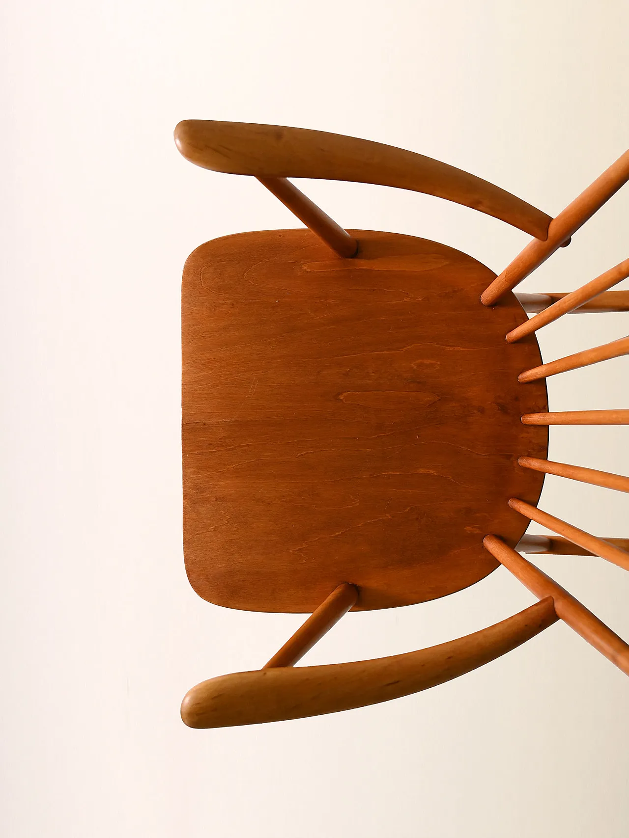 Sedia a dondolo scandinava  in faggio e teak, anni '60 8