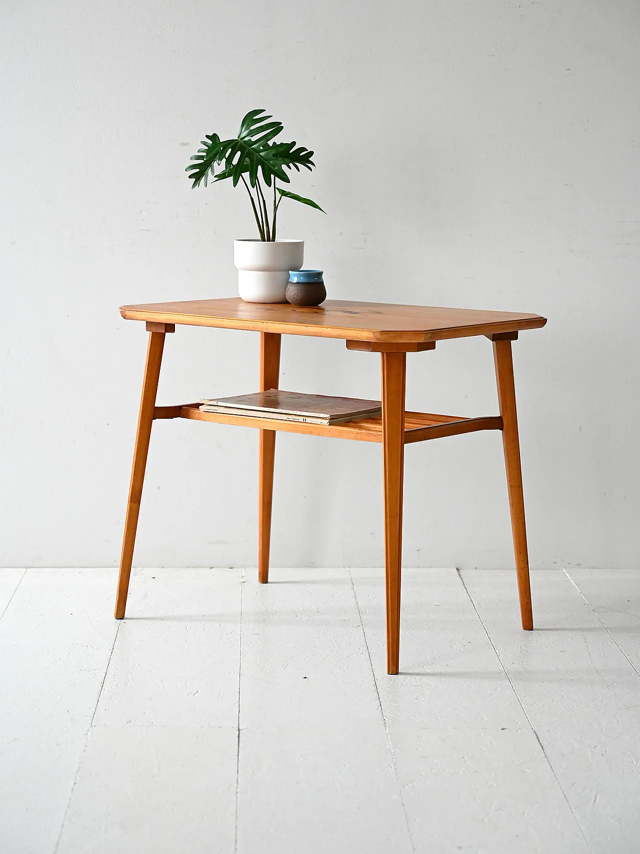 Scandinavian birch coffee table with inlay, 60s 1