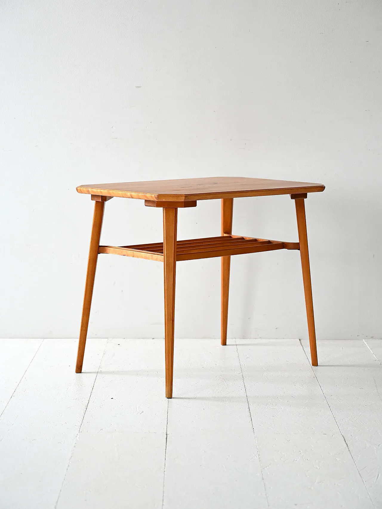 Scandinavian birch coffee table with inlay, 60s 4
