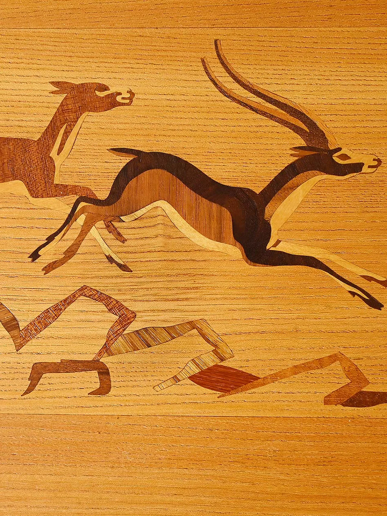 Scandinavian birch coffee table with inlay, 60s 8