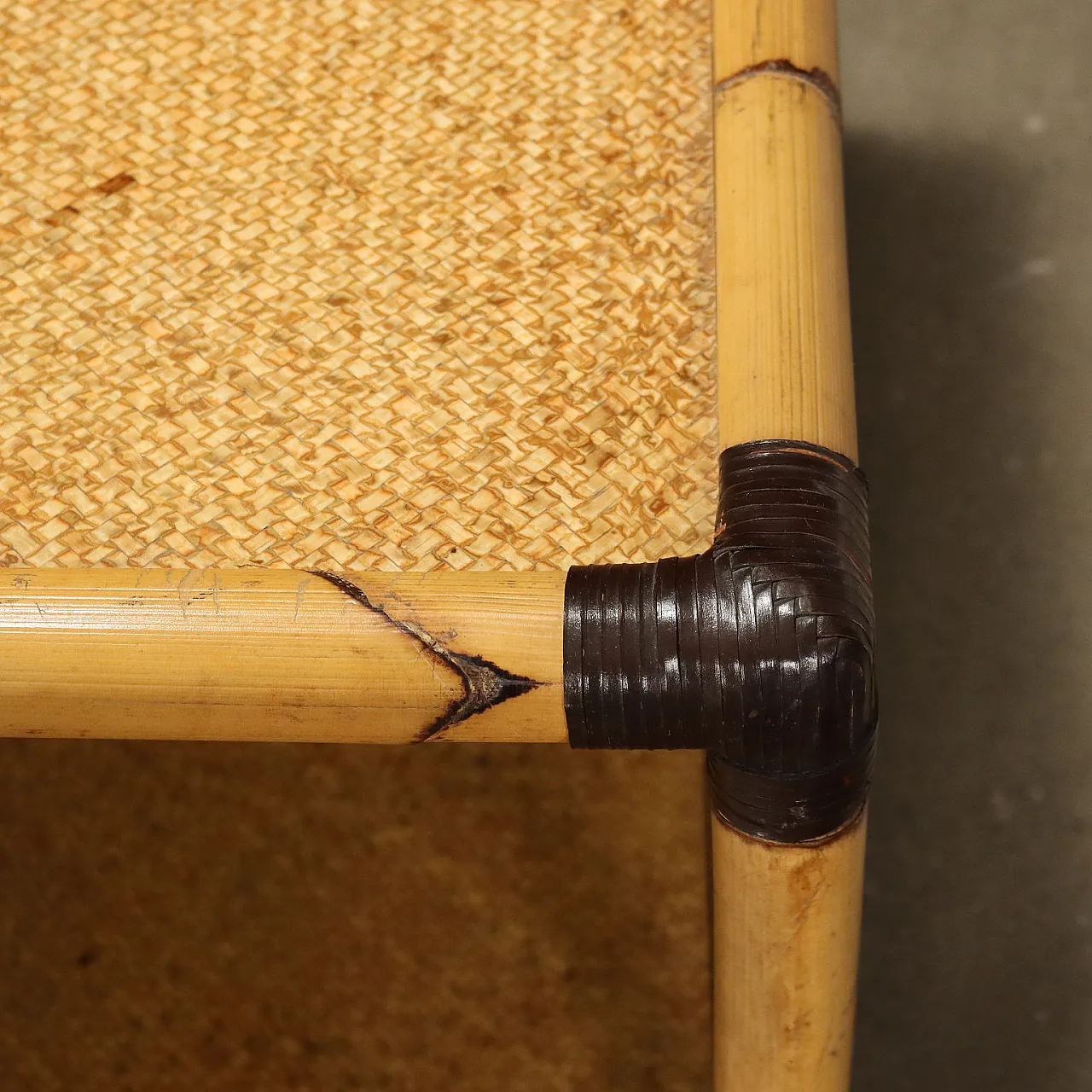 Pair of square bamboo coffee tables, 1980s 6