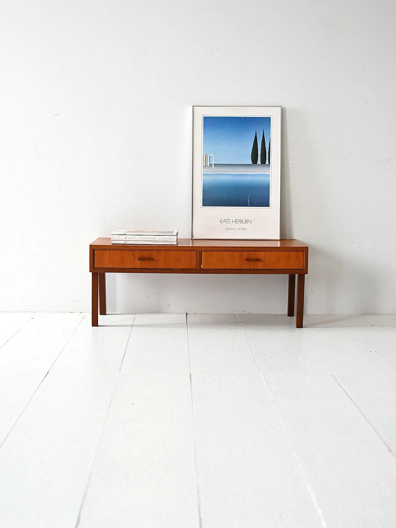 Low Scandinavian entrance furniture in teak 1