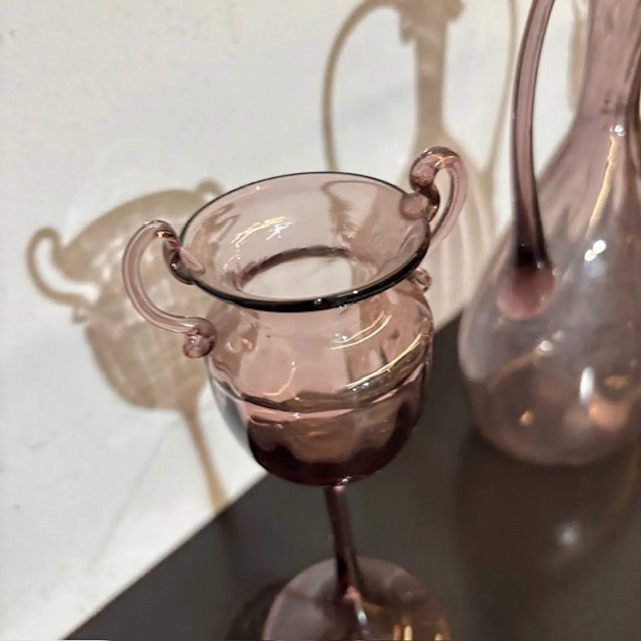 Trittico in vetro rosa  Amatista  Zecchin Cappellin Murano, 1920 3