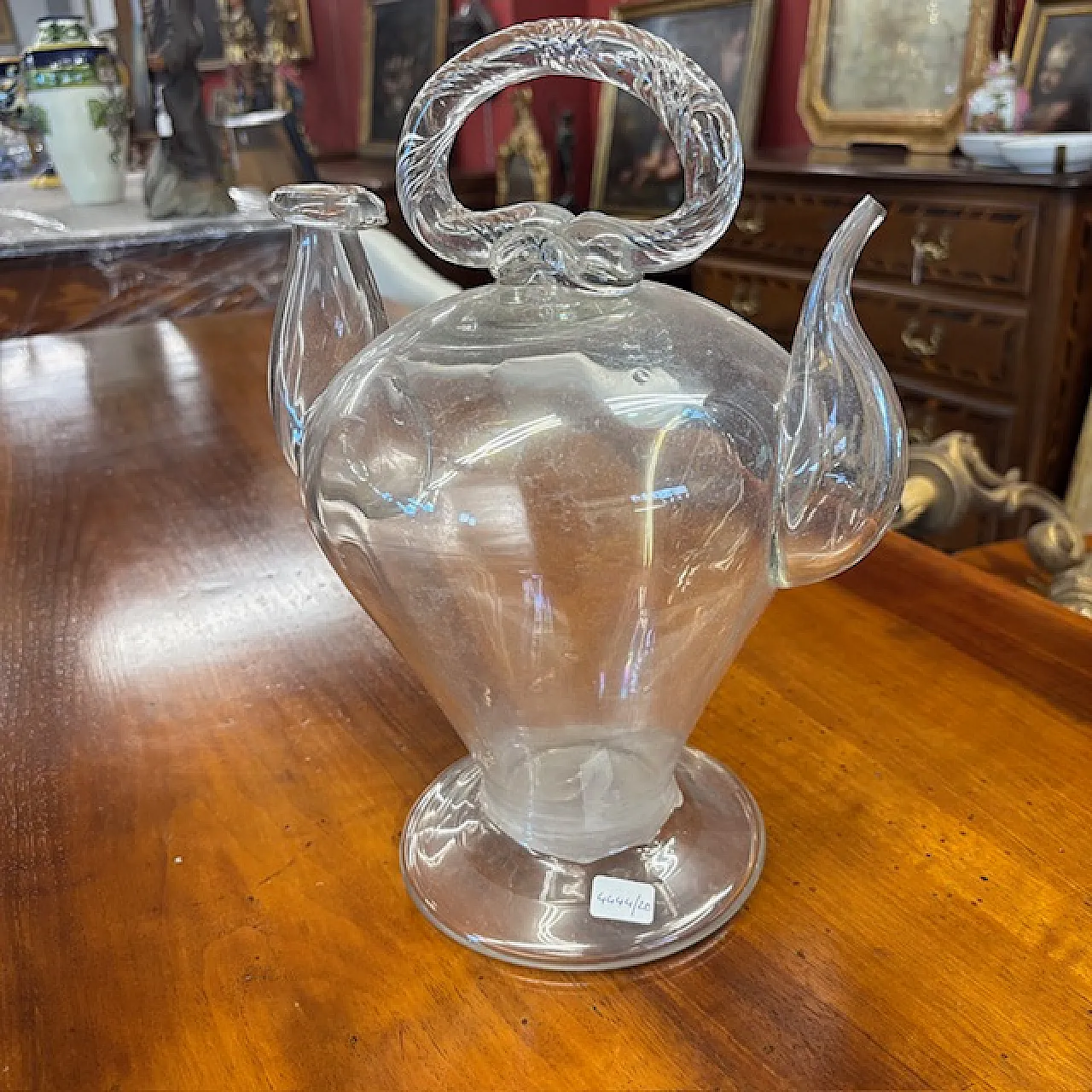 Antica brocca in vetro soffiato per acqua santa, '700 1