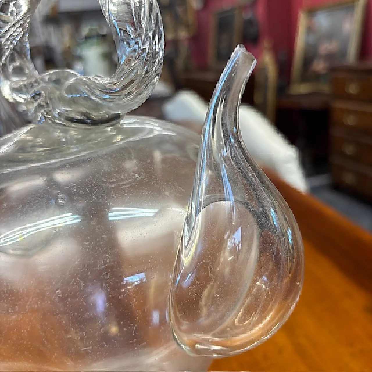 Antica brocca in vetro soffiato per acqua santa, '700 2