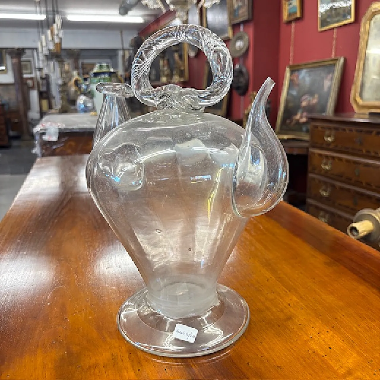 Antica brocca in vetro soffiato per acqua santa, '700 4