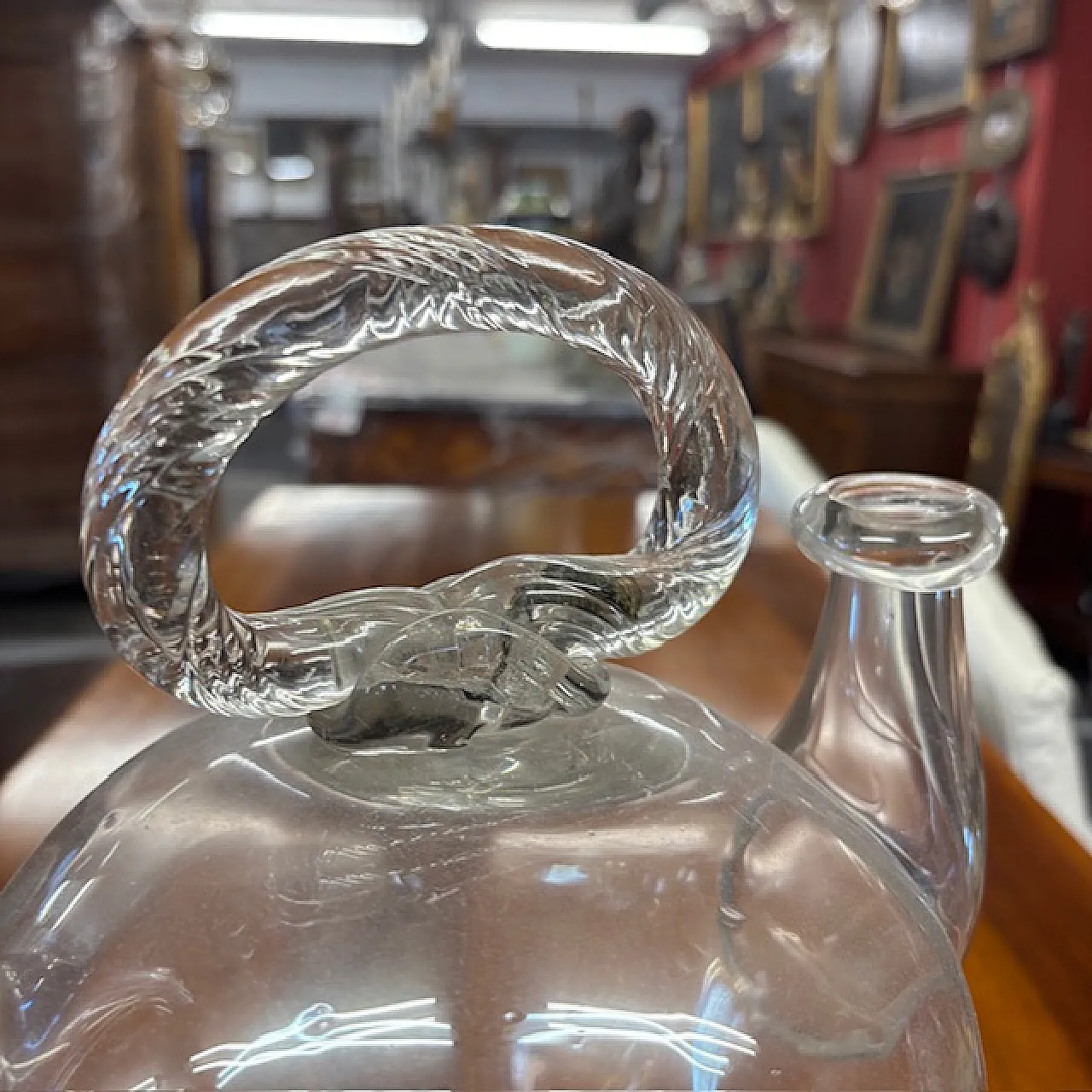 Antica brocca in vetro soffiato per acqua santa, '700 5