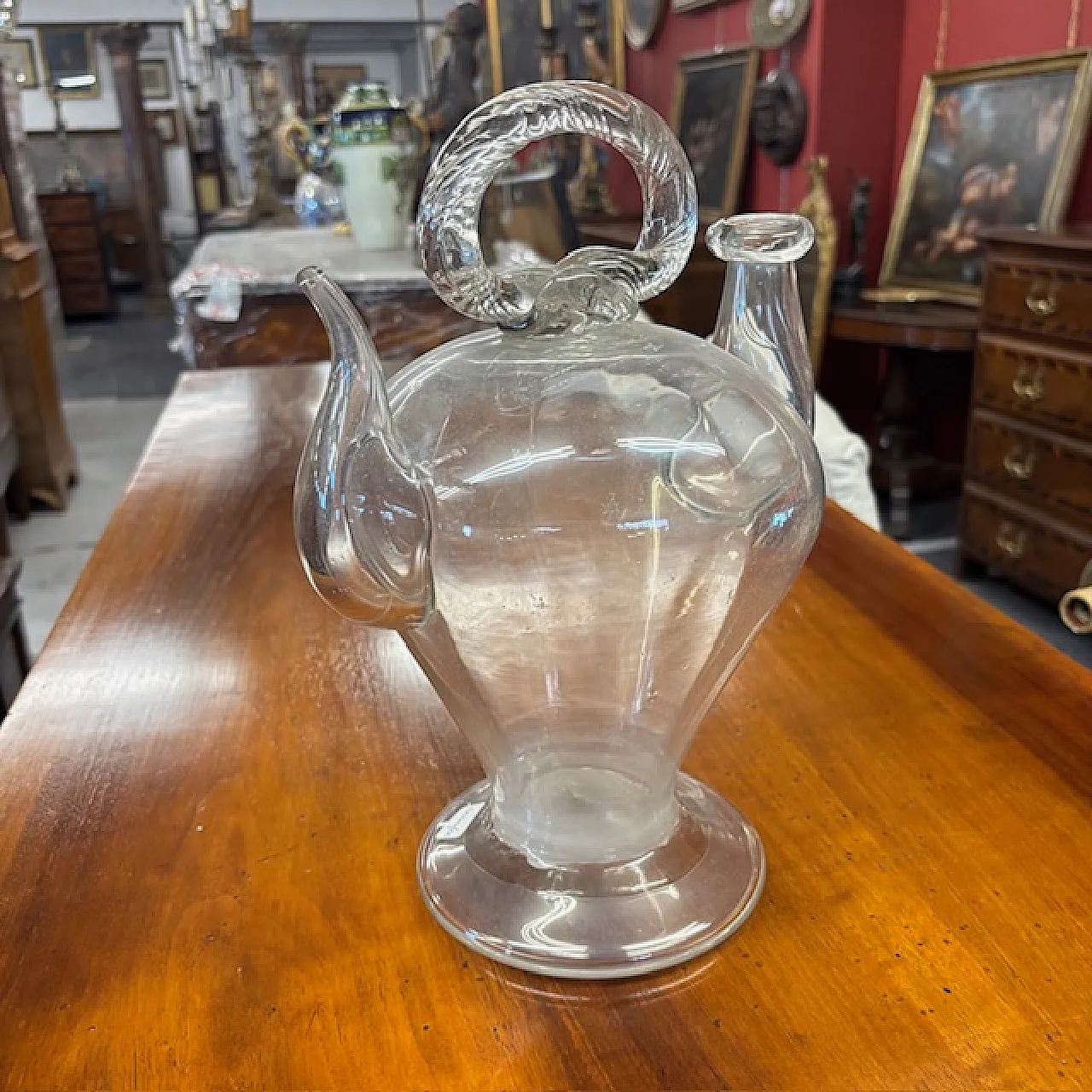 Antica brocca in vetro soffiato per acqua santa, '700 6