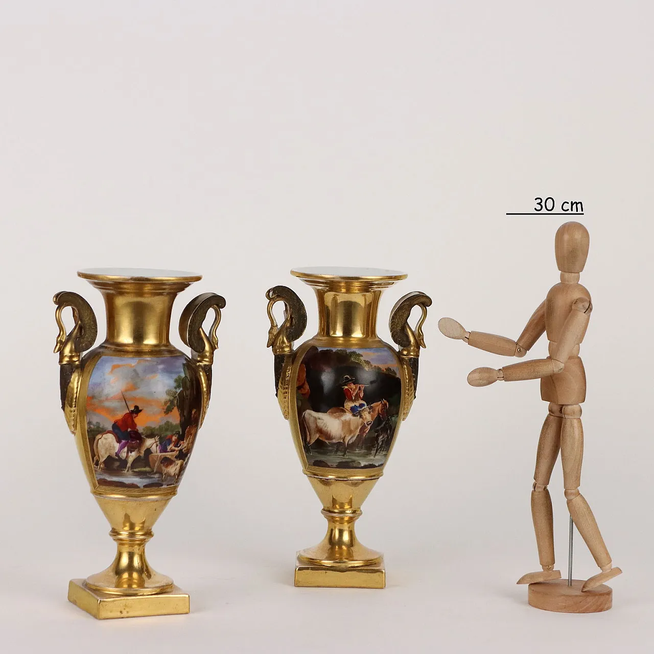 Pair of Napoleon III porcelain vases, 19th century 2