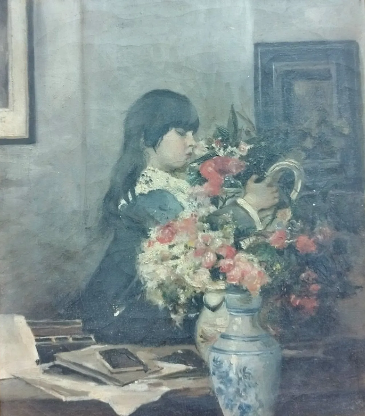 Oil on canvas painting by the artist Alessandro Rontini, 19th century 1