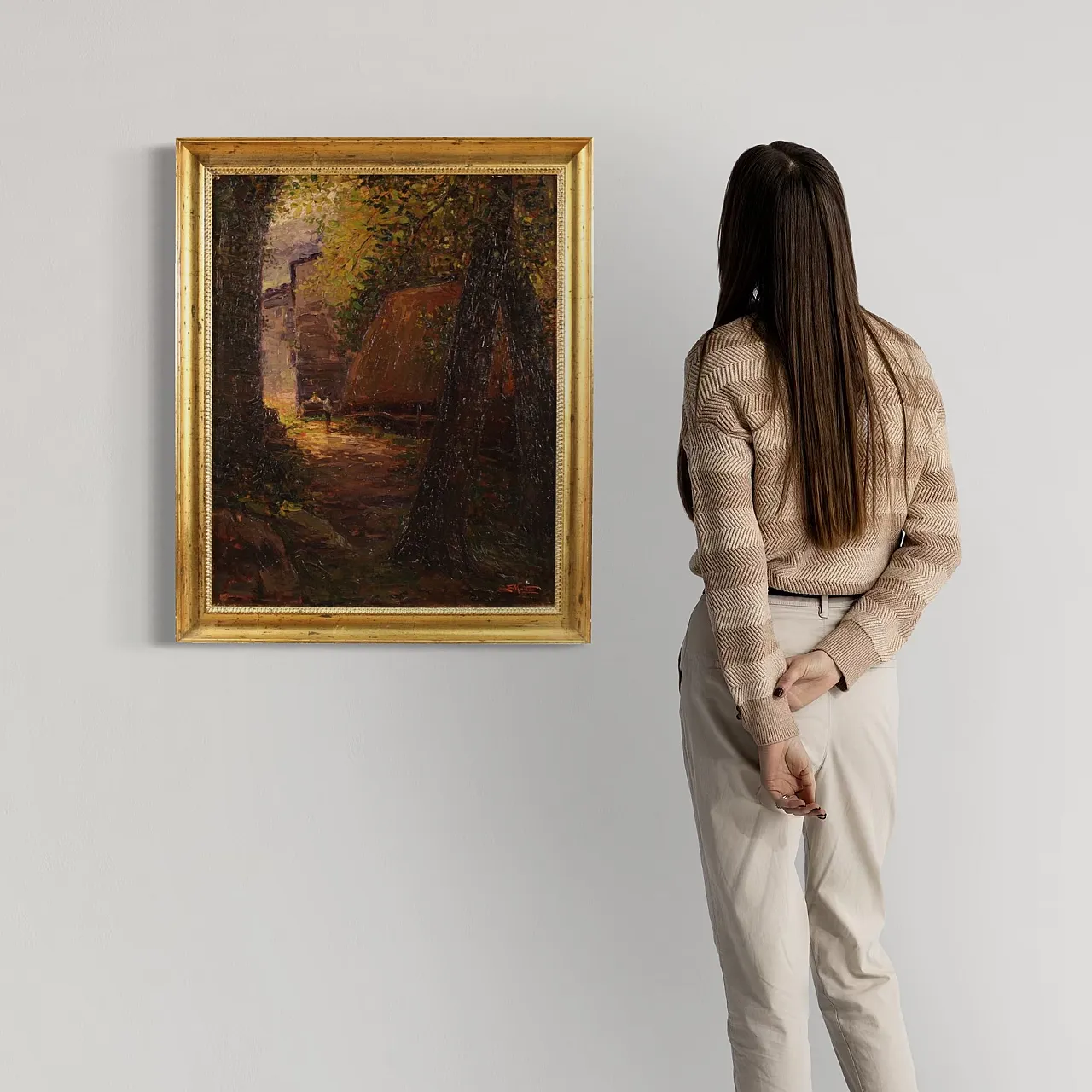 Italian impressionist painting of a countryside view with characters 2