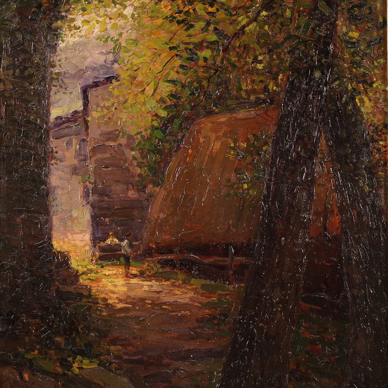 Italian impressionist painting of a countryside view with characters 3