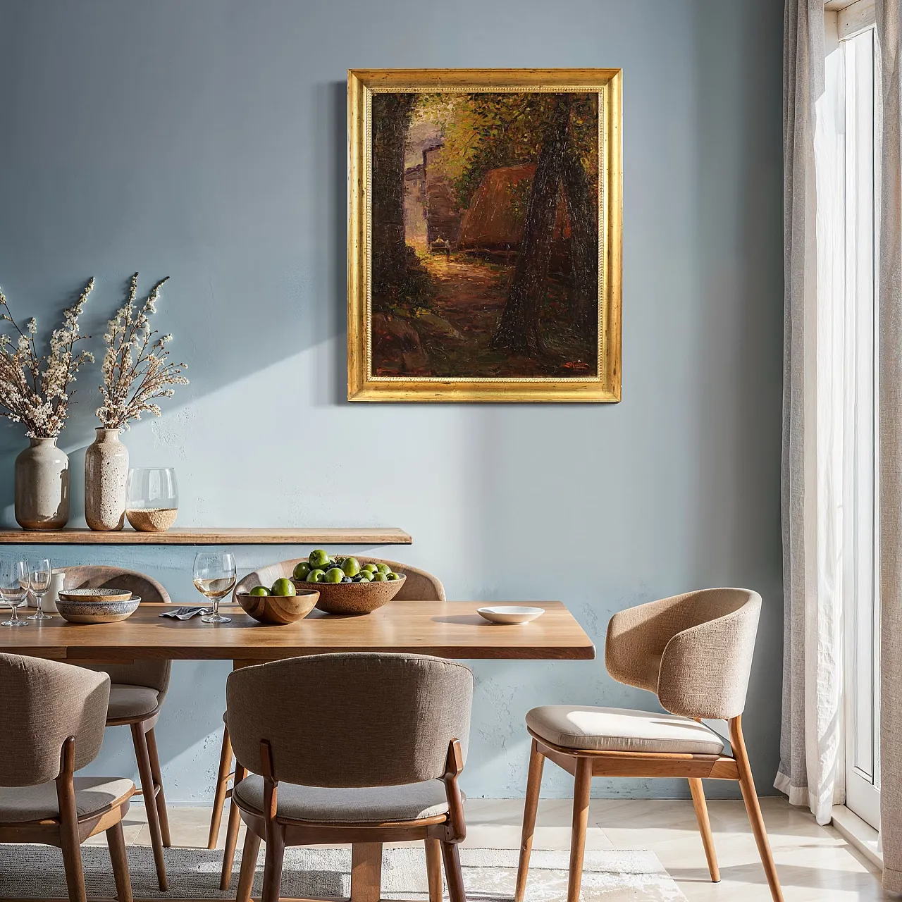 Italian impressionist painting of a countryside view with characters 4