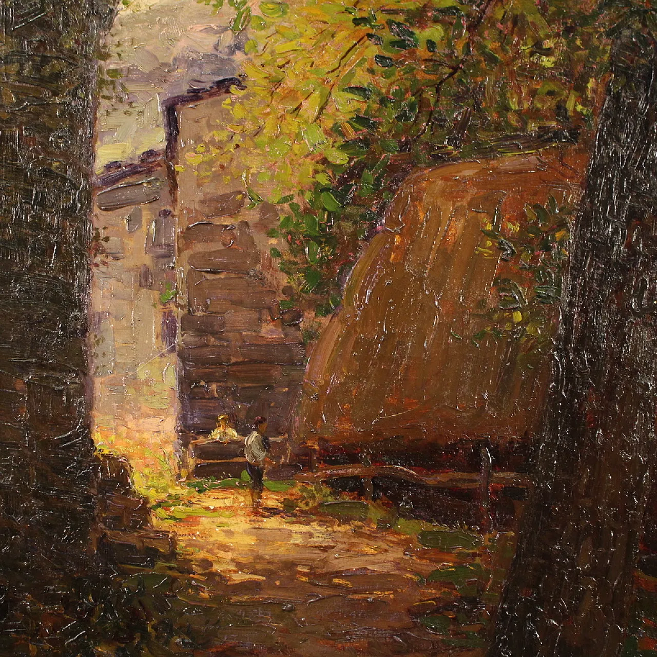 Italian impressionist painting of a countryside view with characters 10