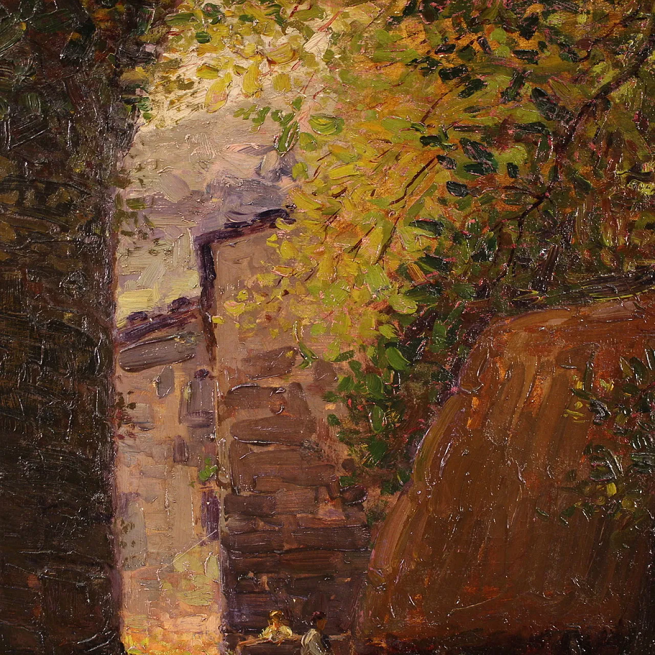 Italian impressionist painting of a countryside view with characters 14